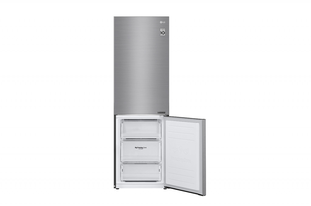 LG Refrigerator GBB61PZJMN Energy efficiency class E, Free standing, Combi, Height 186 cm, No Frost system, Fridge net capacity 234 L, Freezer net capacity 107 L, Display, 36 dB, Silver