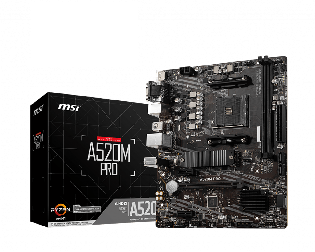 MSI A520M PRO emaplaat AMD A520 Pesa AM4 Mikro ATX