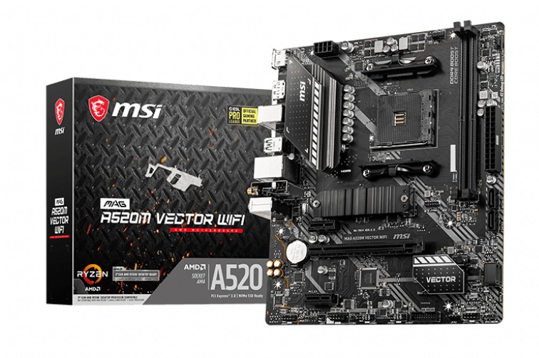 MSI MAG A520M VECTOR WIFI Processor family AMD Processor socket AM4 DDR4 Memory slots 2 Chipset AMD A Micro ATX
