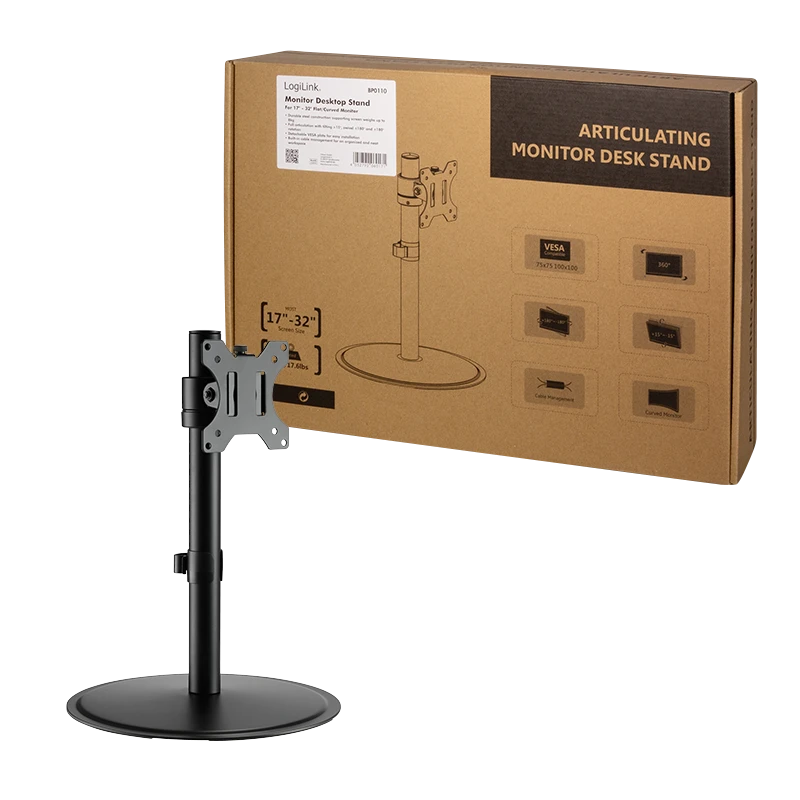 Logilink | Desk Mount | Tilt, swivel, level adjustment, rotate | 17-32 " | Maximum weight (capacity) 8 kg | Black