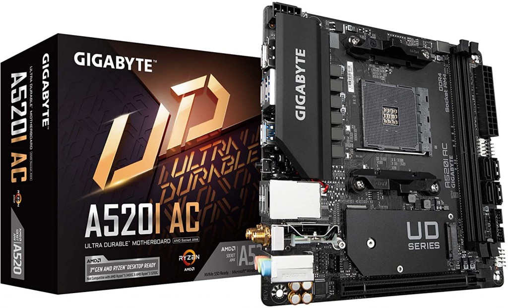 Gigabyte A520I AC emaplaat AMD A520 Pesa AM4 Mini ITX