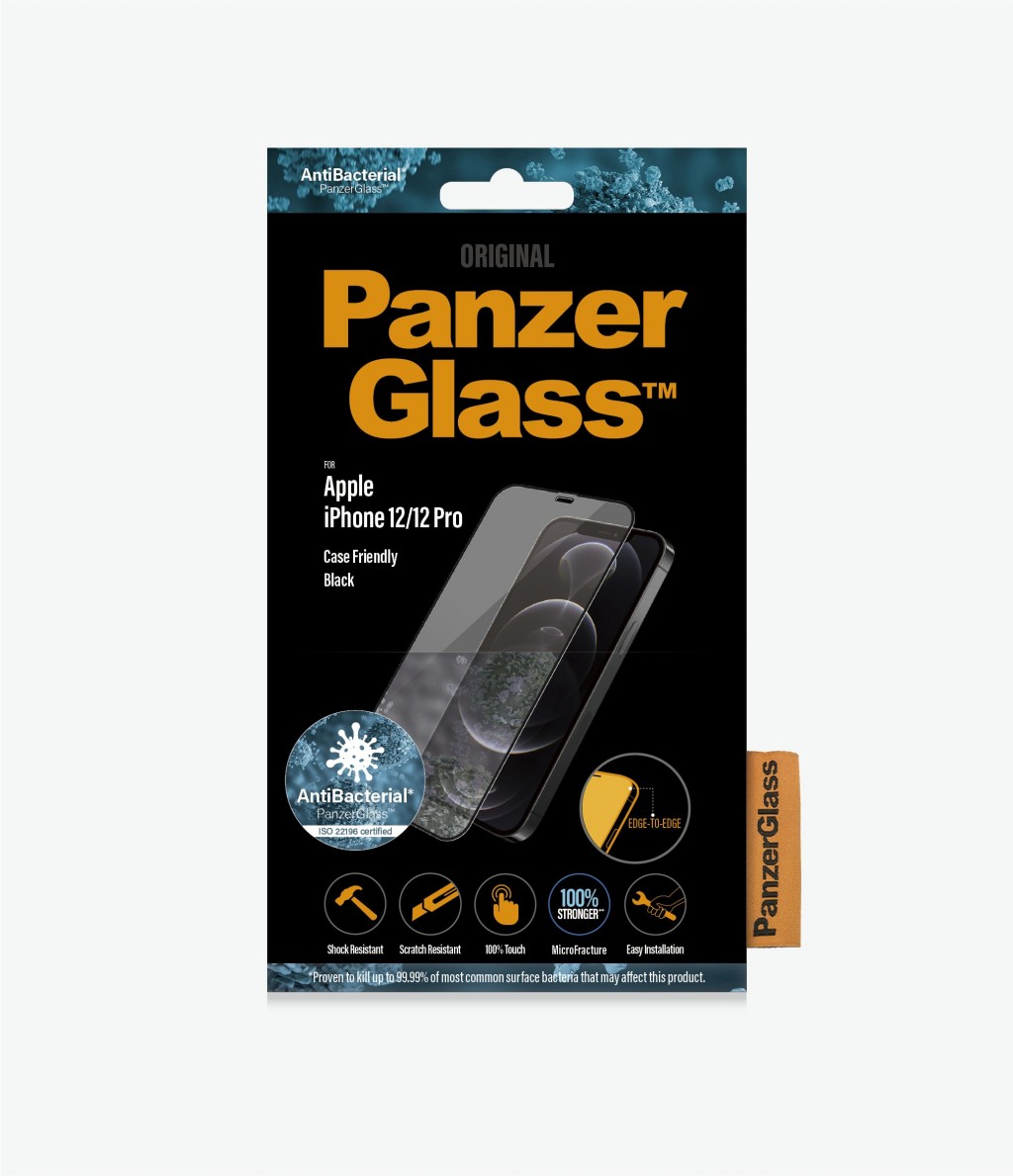 PanzerGlass | Apple | For iPhone 12/12 Pro | Glass | Black | 100% touch; The coating is non-toxic | Case Friendly