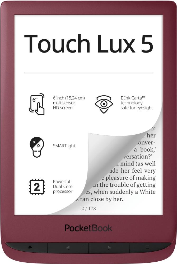 E-Reader|POCKETBOOK|Touch Lux 5|6"|1024x758|1xMicro-USB|Micro SD|Wireless LAN|Red|PB628-R-WW