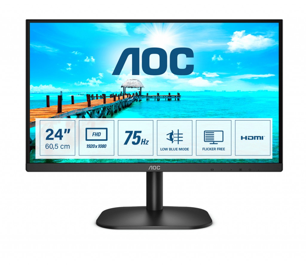 AOC B2 24B2XDM PC lamekuvar 60,5 cm (23.8") 1920 x 1080 pikslit Full HD LCD Must