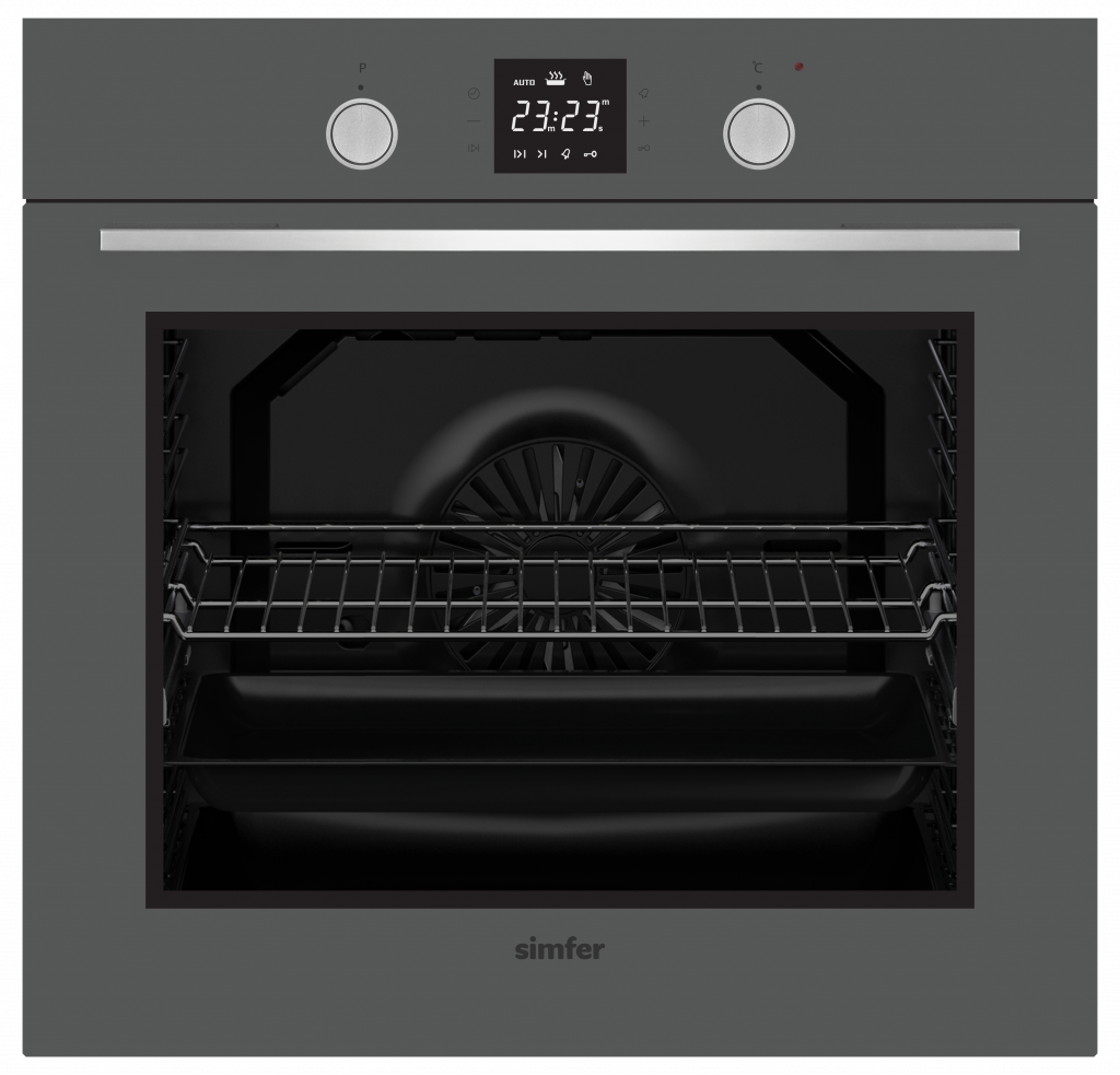 Simfer Oven 8408EERSC 80 L, Multifunctional, Easy to Clean Enameled Cavity, Touch/Pop-up knobs, Width 60 cm, Grey