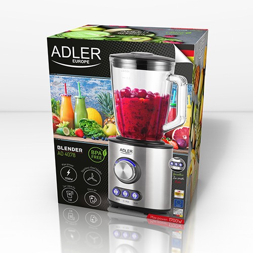 Adler Blender AD 4078 Tabletop 1700 W Jar material Glass Jar capacity 1.5 L Ice crushing Stainless steel