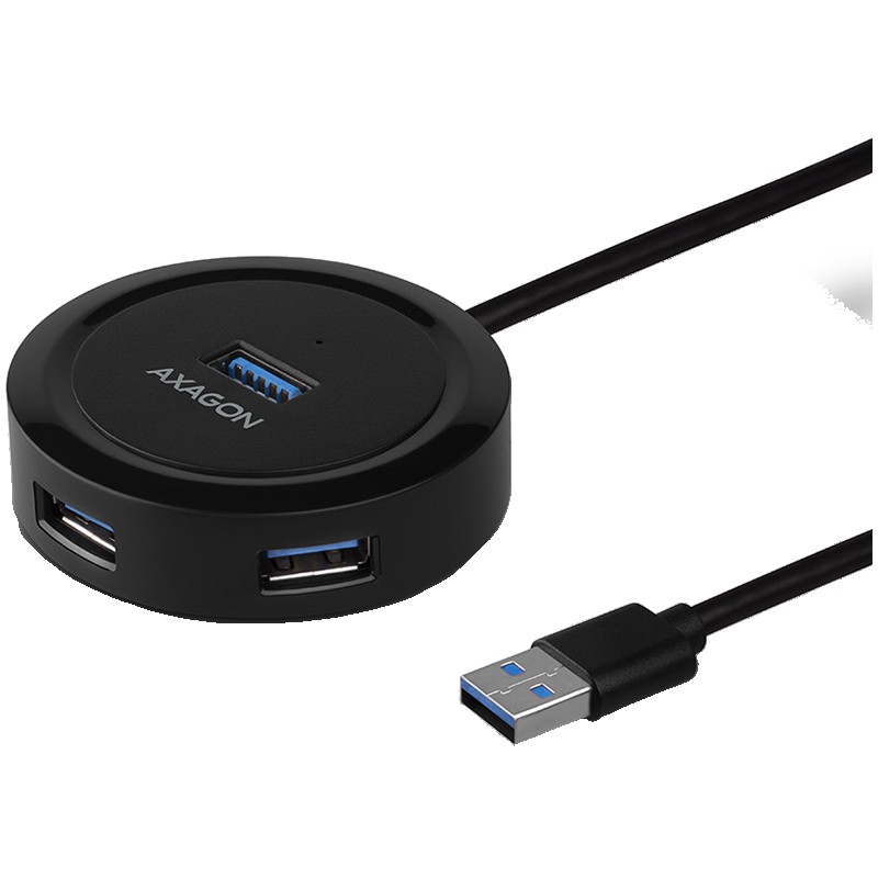 AXAGON HUE-P1A 4x USB3.2 Gen 1 ROUND hub, micro USB power IN, 30cm USB-A cable