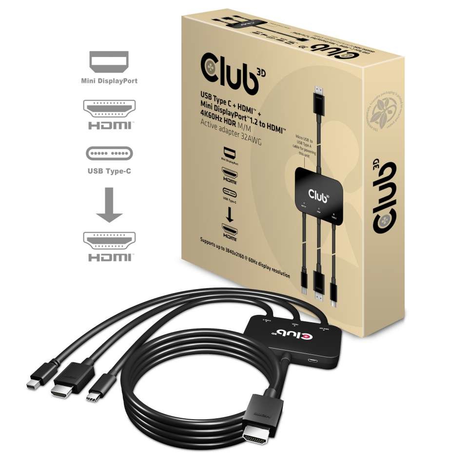 CLUB 3D USB typeC+HDMI+mDP HDMI adapt