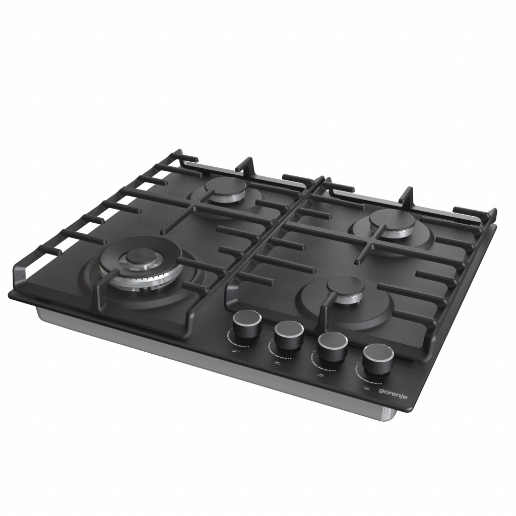 Gorenje Hob GW642AB Gas, Number of burners/cooking zones 4, Rotary knobs, Black
