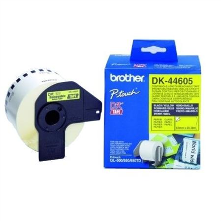 Brother DK-44605 Continuous Removable Yellow Paper Tape (62mm) Kollane