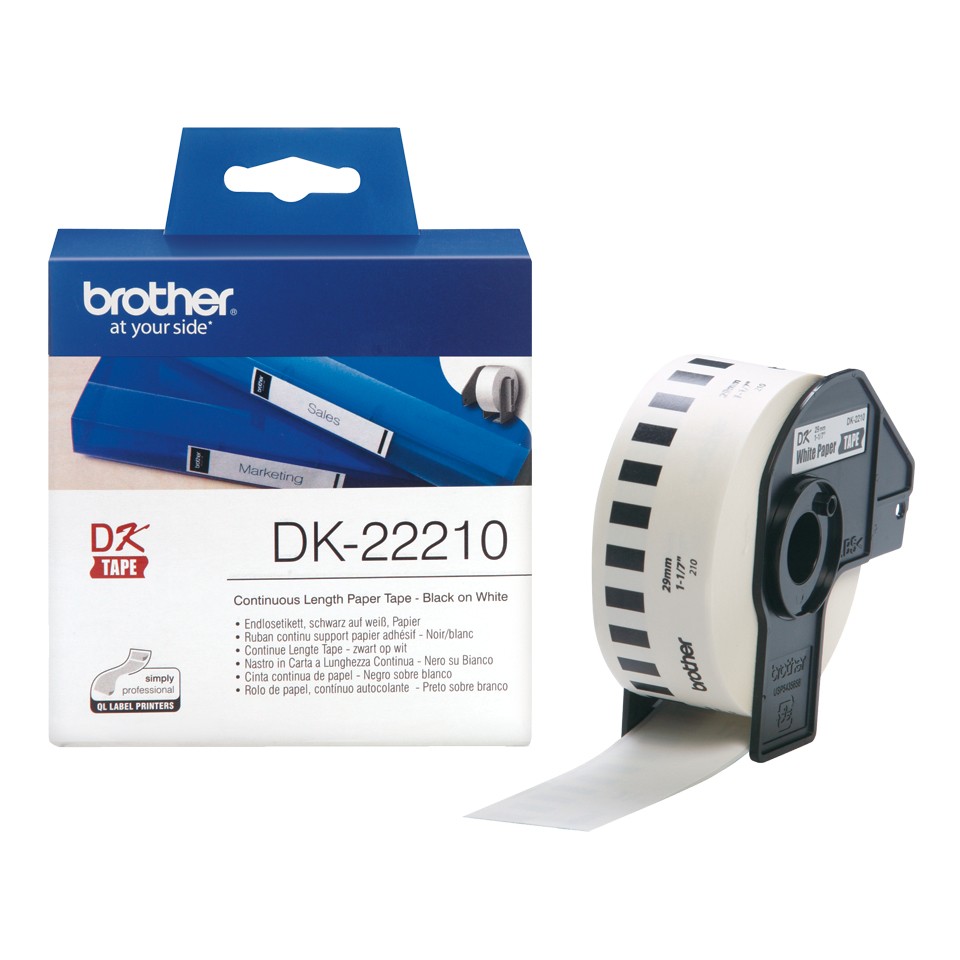 Brother | DK-22210 Continuous Length Paper Label | White | DK | 29mm | 30.5 m