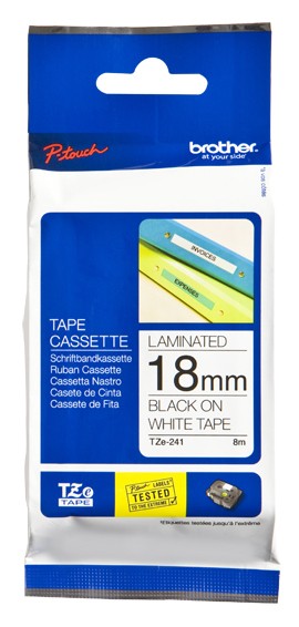 Brother | TZ-241 Laminated Tape | Black on White | TZe | 8 m | 1.8 cm