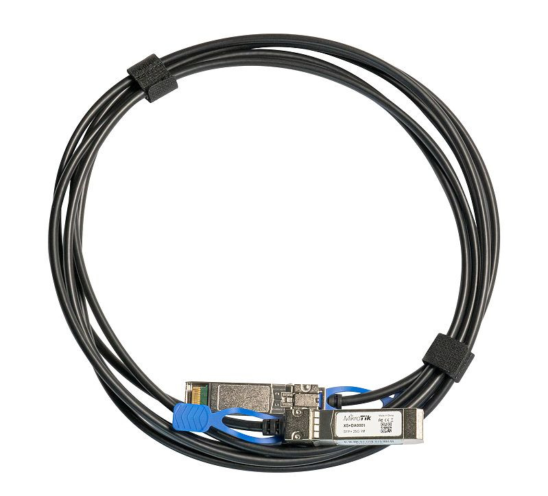MikroTik 25GBase Direct Attach Cable XS+DA0001 SFP/SFP+/SFP28, Maximum transfer distance 1 m, Supports SFP 1G/SFP+ 10G/25G SFP28, 25 Gbit/s