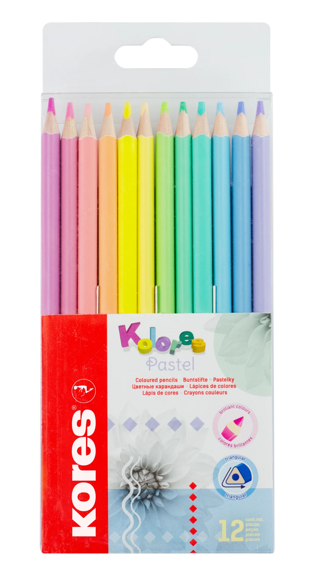 Värvipliiatsid Kores Kolores Style, kolmnurksed, pastelsed värvid, 12 tk