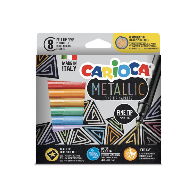 Viltpliiatsid CARIOCA Metallic FineMarkers Box, 8 tk