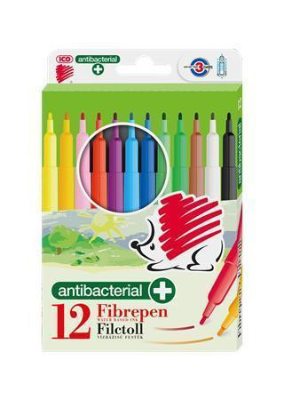 Viltpliiatsid antibakteriaalsed ICO, 12 värvi
