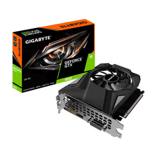 Gigabyte GV-N1656D6-4GD NVIDIA, 4 GB, GeForce GTX 1650, GDDR6, PCI-E 3.0 x 16, Processor frequency 1590 MHz, DVI-D ports quantity 1, HDMI ports quantity 1, Memory clock speed 12000 MHz