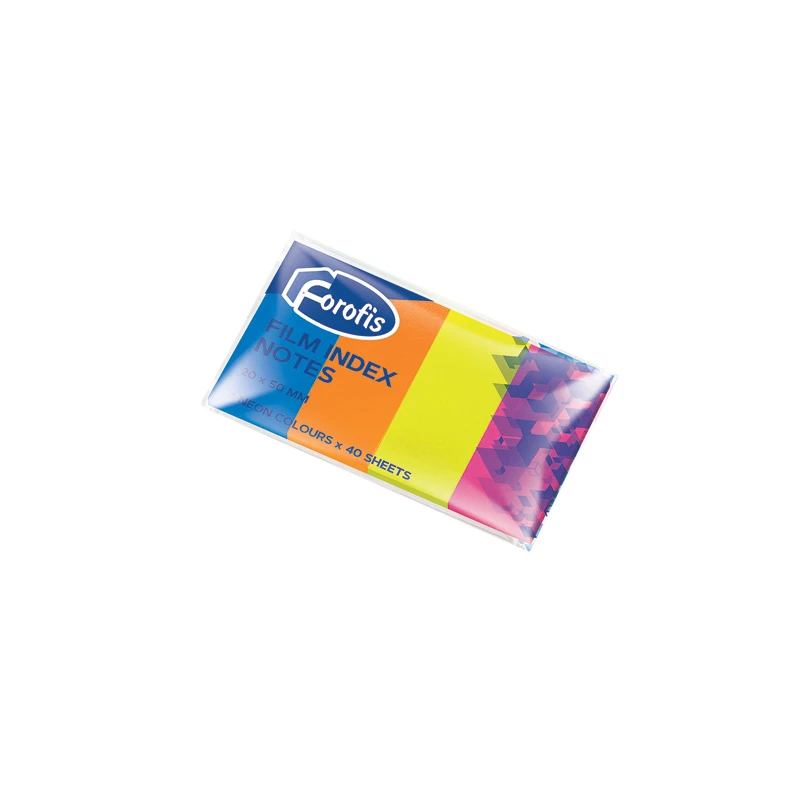 Indeksid Forofis 20x50mm, 4värvi x 20tk, läbipaistev neoon, plast (kogus 2 tükki)