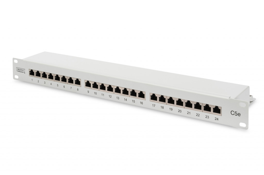 Digitus | Patch Panel | DN-91524S | White | Category: CAT 5e; Ports: 24 x RJ45; Retention strength: 7.7 kg; Insertion force: 30N max | 48.2 x 4.4 x 10.9 cm