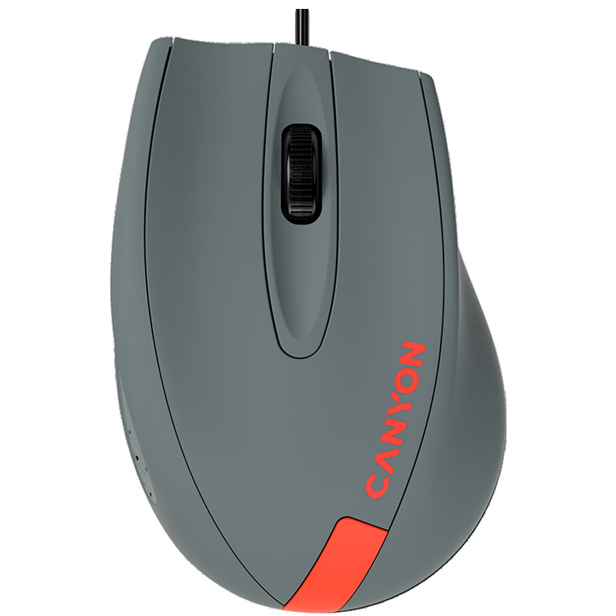CANYON Wired Optical Mouse with 3 keys, DPI 1000 With 1.5M USB cable,Gray-Red,size 68*110*38mm,weight:0.072kg