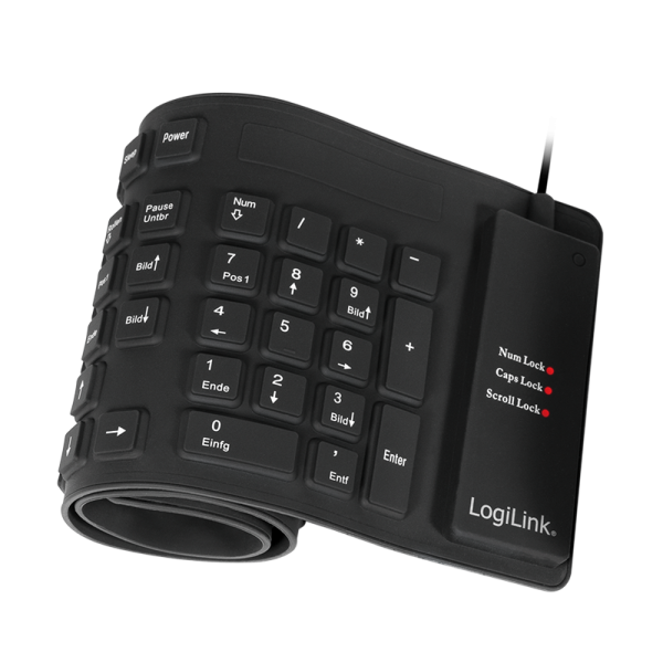 Logilink | Flexible waterproof Keyboard USB + PS/2 | ID0019A | Flexible keyboard | Wired | DE | Black