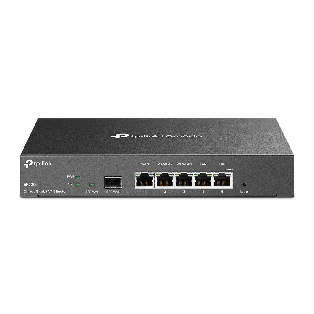 SafeStream Gigabit Multi-WAN VPN Router | ER7206 | Mbit/s | 10/100/1000 Mbit/s | Ethernet LAN (RJ-45) ports 1× Gigabit SFP WAN Port, 1× Gigabit RJ45 WAN Port, 2x  Gigabit RJ45 LAN Ports 2× Gigabit WAN/LAN RJ45 Ports | MU-MiMO