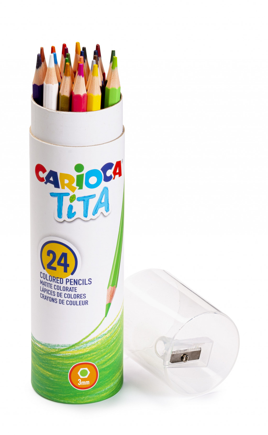 Värvipliiatsid CARIOCA TITA, koos teritajaga, karbis, 24 värvi