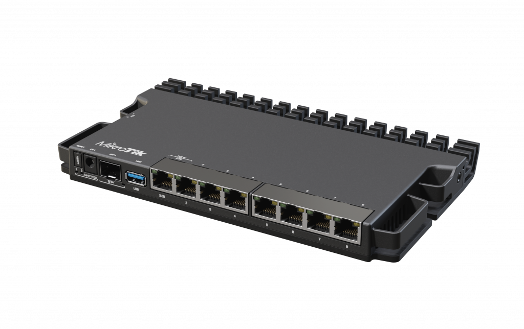 MikroTik Wired Ethernet Router RB5009UG+S+IN, Quad core 1.4 GHz CPU, 1xSFP+, 7xGigabit LAN, 1x2.5G LAN, 1xUSB, Can be powered in 3 different ways, CPU temperature monitor, Mounts FOUR of these Routers in a Single 1U Rackmount Space, RouterOS L5 | Wired Ethernet Router | RB5009UG+S+IN | No Wi-Fi | Mbit/s | 10/100/1000 Mbit/s | Ethernet LAN (RJ-45) p