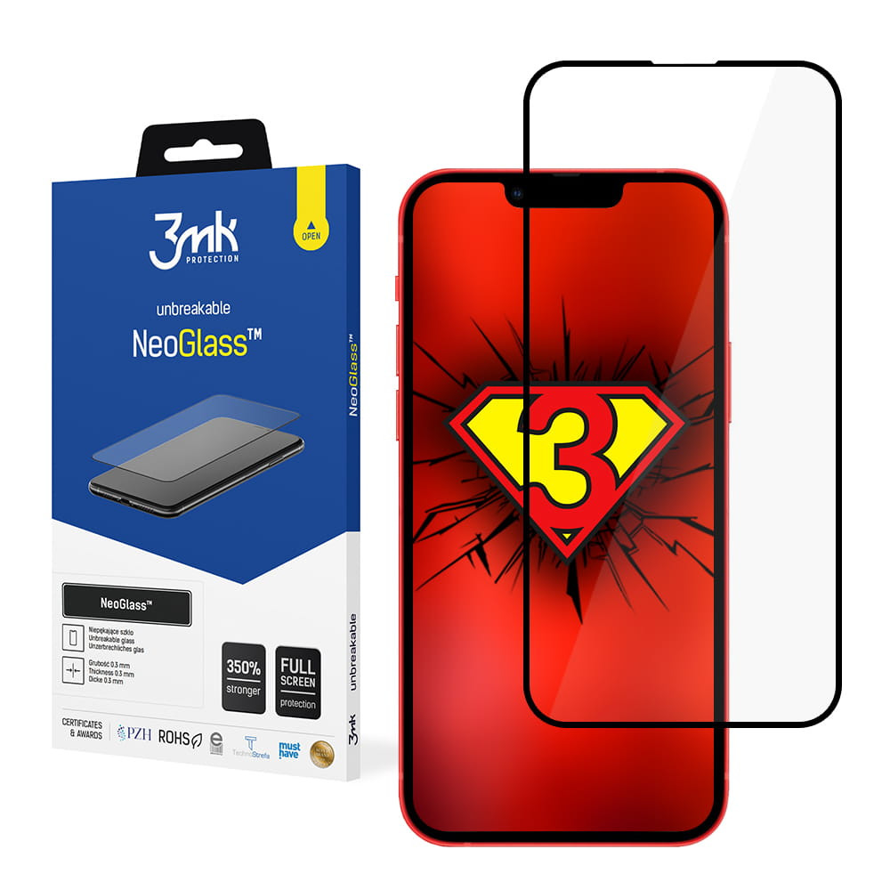 3MK NeoGlass Screen protector, iPhone 13/13 Pro, Composite Glass, Black