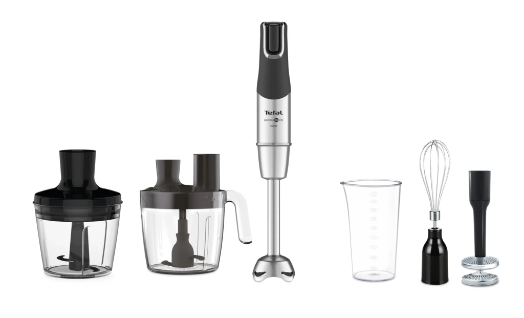 TEFAL | Blender | Infinity Force Pro 5in1 HB95LD38 | Hand Blender | 1200 W | Number of speeds Variable | Black/Stainless steel