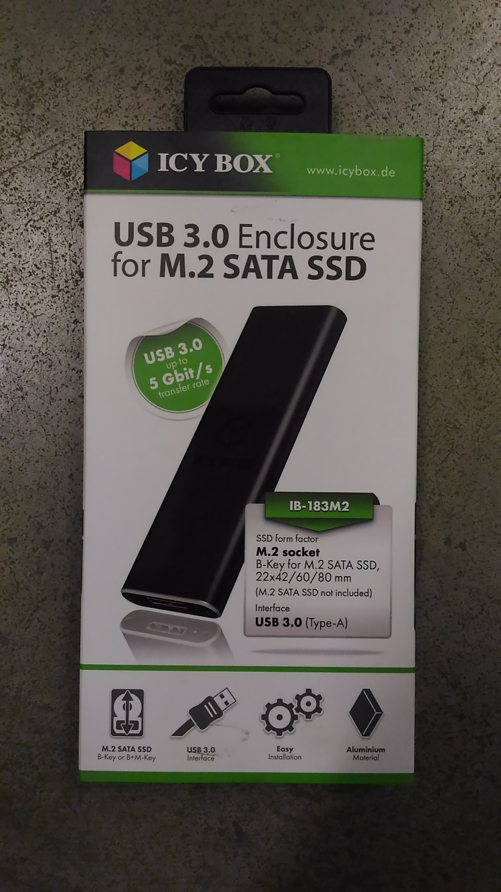 SALE OUT. Icy box IB-183M2 1x mSATA SSD to USB 3.0 host, aluminium, black | Raidsonic | REFURBISHED, WITHOUT ORIGINAL PACKAGING