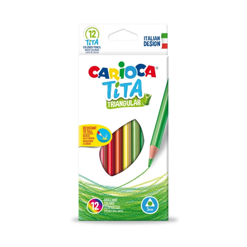 Värvipliiatsid CARIOCA TITA, kolmnurksed, 12 värvi, painduvad