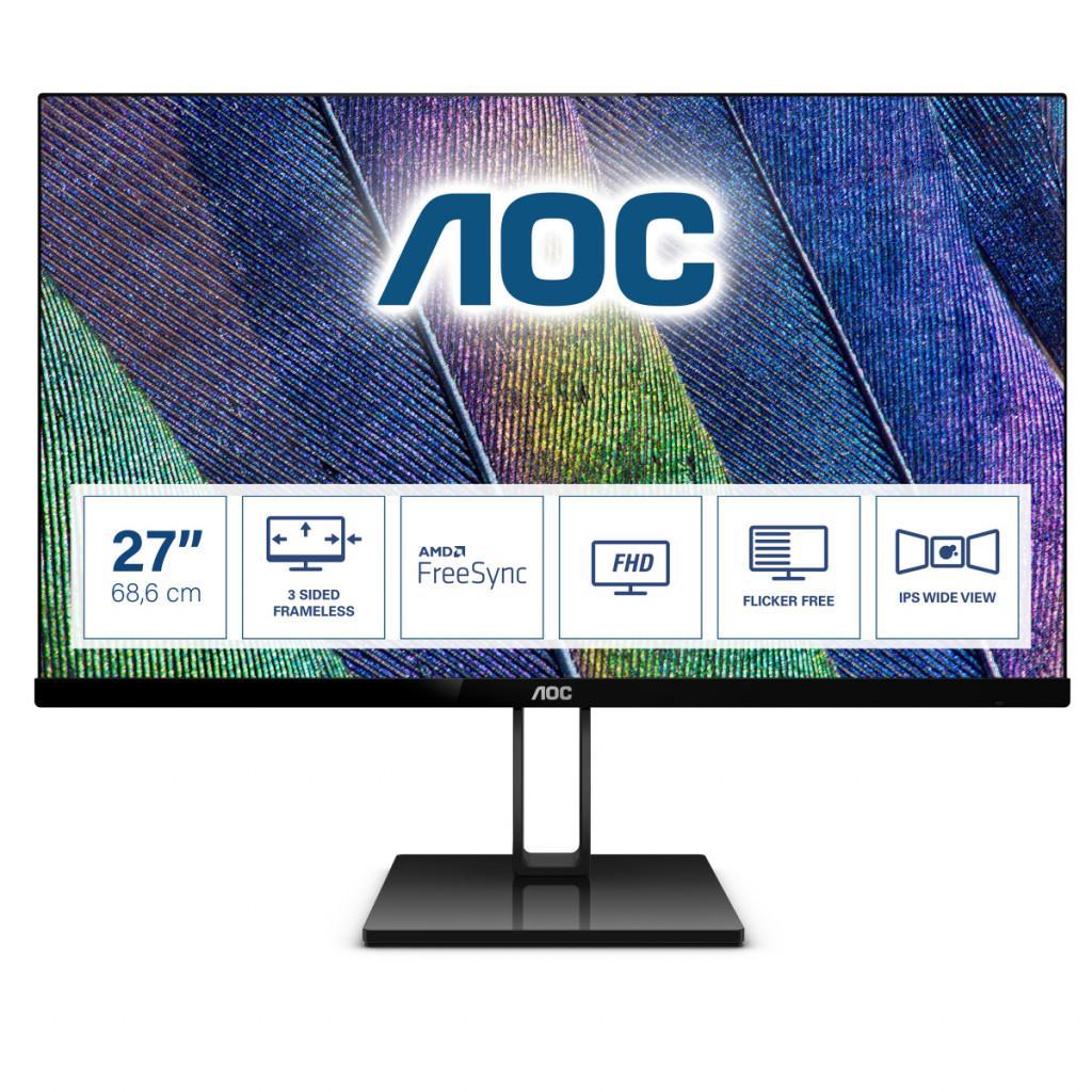 AOC V2 27V2Q PC lamekuvar 68,6 cm (27") 1920 x 1080 pikslit Full HD LED Must