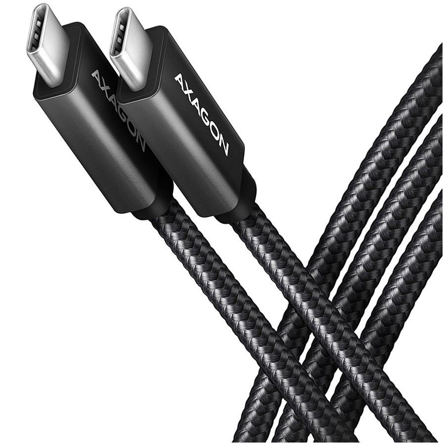 Axagon Data and charging USB 3.2 Gen 1 cable length 1.5 m. PD 60W, 3A. Black braided.