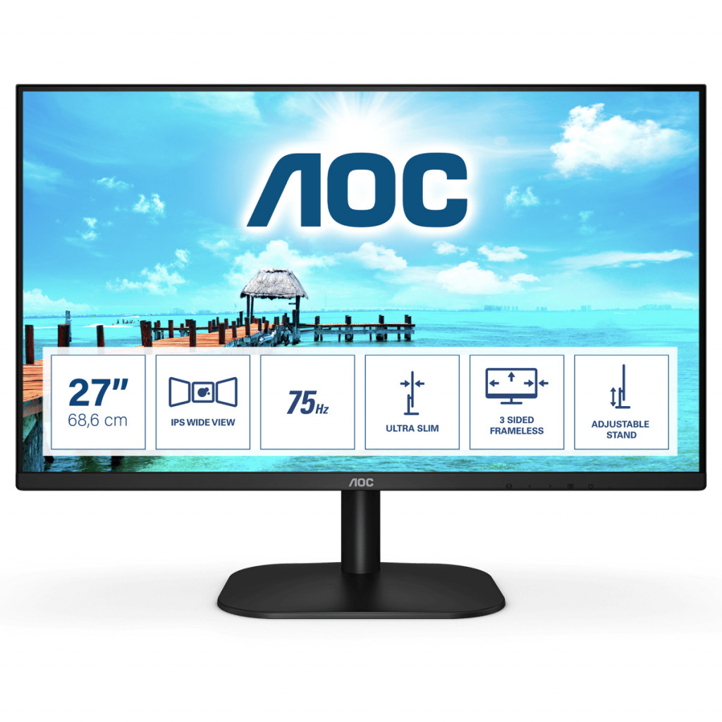 AOC B2 27B2H/EU LED display 68,6 cm (27") 1920 x 1080 pikslit Full HD Must