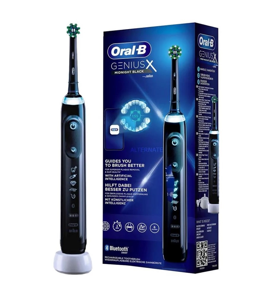 Oral-B | Electric Toothbrush | Genius X | Rechargeable | For adults | Number of brush heads included 1 | Number of teeth brushing modes 6 | Midnight Black