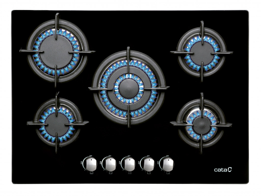 CATA Hob  L 7005 CI BK Gas on glass, Number of burners/cooking zones 5, Mechanical, Black