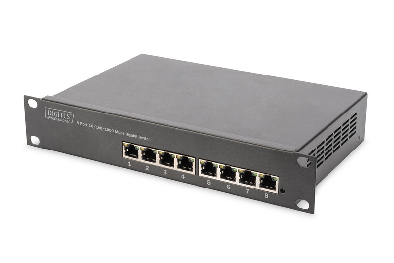Digitus | 8-port Gigabit Ethernet Switch | DN-80114 | Unmanaged | Rackmountable | 10/100 Mbps (RJ-45) ports quantity | 1 Gbps (RJ-45) ports quantity | SFP+ ports quantity | Power supply type Internal