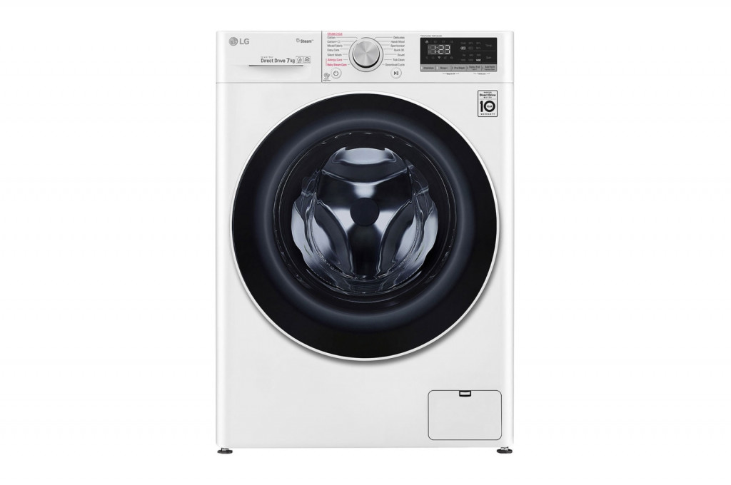 LG Washing Mashine F2WN4S7S0 Energy efficiency class E, Front loading, Washing capacity 7 kg, 1200 RPM, Depth 45.5 cm, Width 60 cm, Display, Digital, Steam function, Direct drive, White
