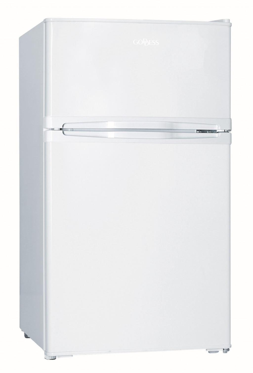 Goddess Refrigerator GODRDE085GW8AF Energy efficiency class F, Free standing, Double Door, Height 85 cm, Fridge net capacity 61 L, Freezer net capacity 24 L, 40 dB, White