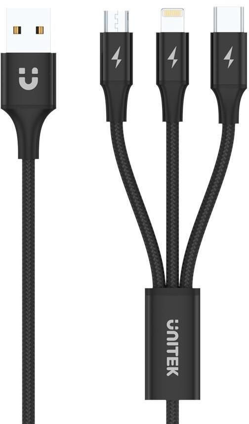 Unitek Laadimiskaabel USB 3in1 Must 1.2 M, C14049BK