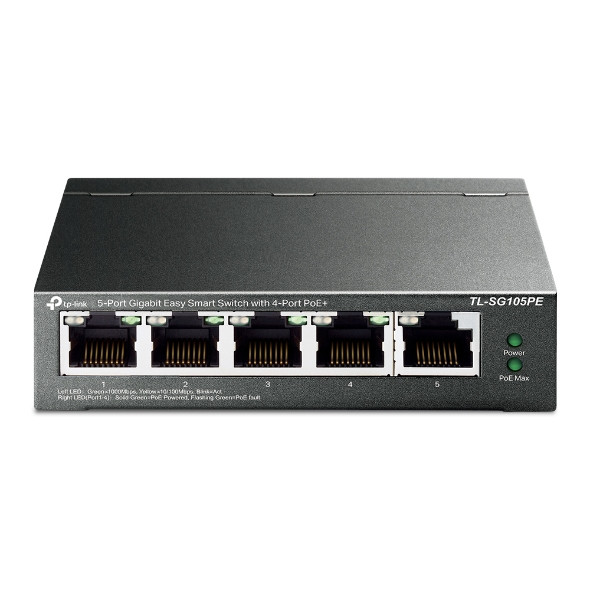 TP-Link TL-SG105PE võrgulüliti Juhitav L2 Gigabit Ethernet (10/100/1000) Power over Ethernet tugi Must