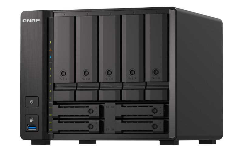 QNAP | 9-Bay QuTS hero NAS | TS-H973AX-8G | Up to 9 HDD/SSD Hot-Swap | AMD Ryzen | Ryzen V1500B Quad-Core | Processor frequency 2.2 GHz | 8 GB | DDR4