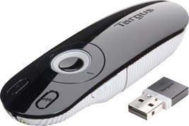 Targus | Laser Presentation Remote | Black, Grey | Plastic | * Clear & intuitive layout enables users to open and operate a presentation with ease. Laser pointer makes it easy to highlight presentation content while the back-lit buttons make it easy to present in rooms with low-lighting.* Designed to feel natural and comfortable in your hand while 