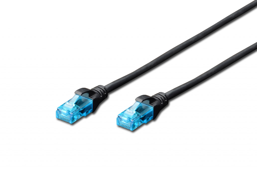 Digitus DK-1512-005/BL 2x RJ45 (8P8C) connectors. Structure: 4 x 2 AWG 26/7, twisted pair. Boots with kink protection, strain relief and latch protection.