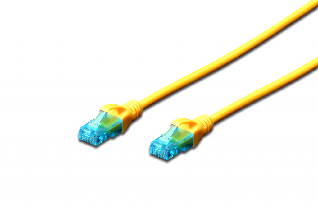 Digitus CAT 5e U-UTP Patch cord, PVC AWG 26/7, Modular RJ45 (8/8) plug, 0.5 m, Yellow
