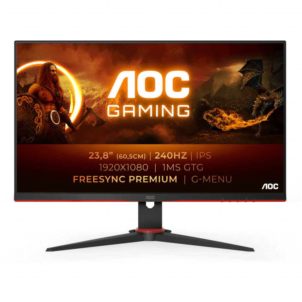 AOC | Monitor | 24G2ZE/BK | 23.8 " | IPS | FHD | 16:9 | 240 Hz | 1 ms | 1920 x 1080 | 350 cd/m² | Headphone out (3.5mm) | HDMI ports quantity 2 | Black | Warranty 36 month(s)