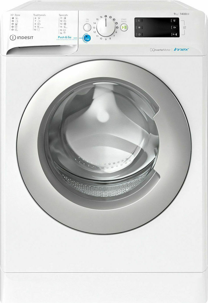 INDESIT Washing Mashine BWE 91485X WS EU N	 Energy efficiency class B, Front loading, Washing capacity 9 kg, 1400 RPM, Depth 63 cm, Width 59.5 cm, Display, Digital, White