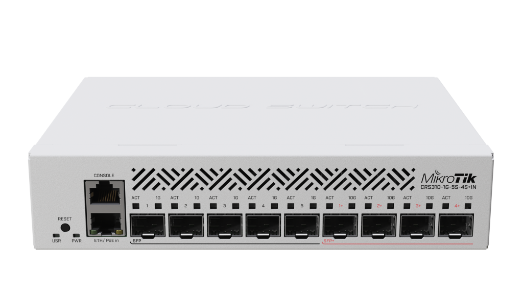 MikroTik | Cloud Router Switch | CRS310-1G-5S-4S+IN | Managed L3 | Rackmountable | 10/100 Mbps (RJ-45) ports quantity | 1 Gbps (RJ-45) ports quantity | Mesh Support No | MU-MiMO No | No mobile broadband | SFP+ ports quantity 4 | Power supply type | SFP ports quantity 5