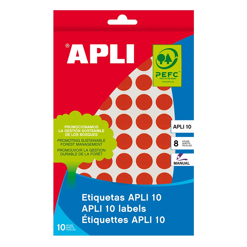 Etiketid Apli ümarad iseliimuvad D=19mm punane, 8l/pk